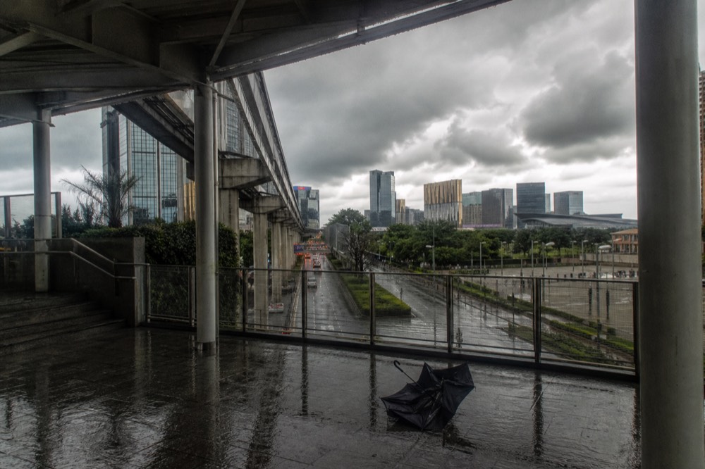 Dark storm clouds gathering over Cotai resort towers