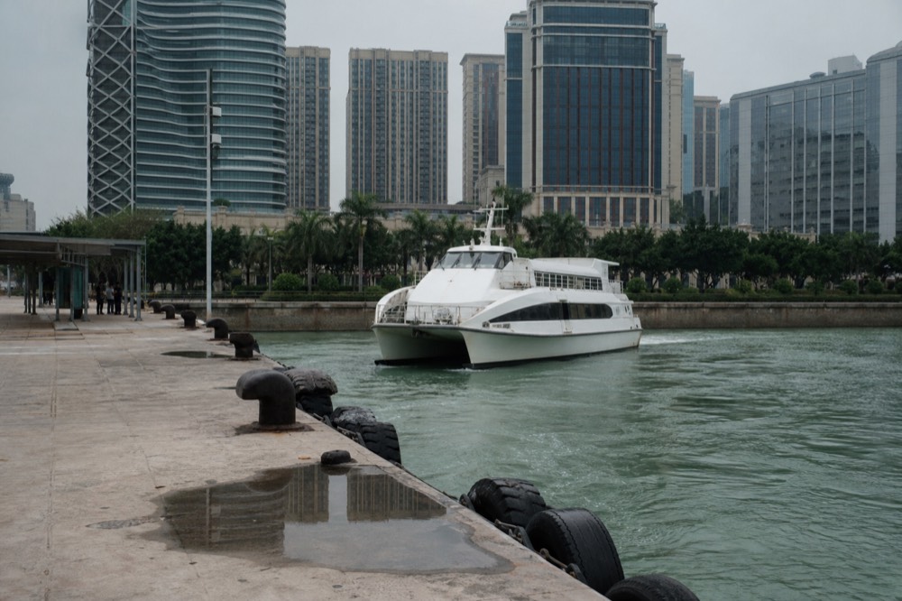 A ferry approaching the Macau Taipa terminal