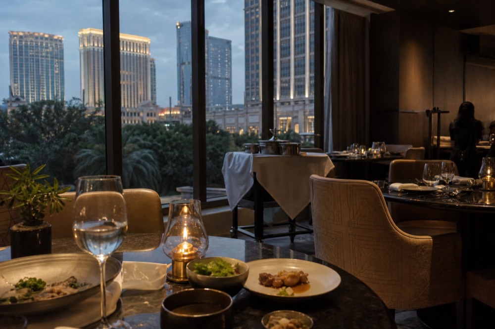 An elegant restaurant dining room inside a Cotai Macau integrated resort