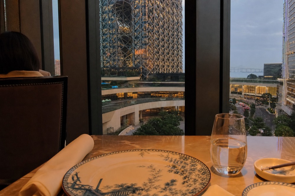 Elegant restaurant table setting with Portuguese-style plates