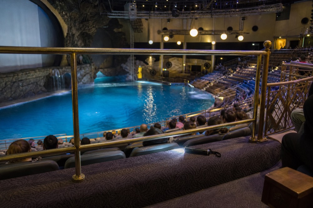 The Golden Circle seating tier overlooking the House of Dancing Water pool stage